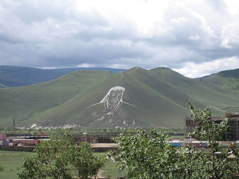 Portrait of Genghis Khan on a hillside in Ulaanbaatar, 2006