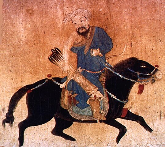 Mongol light cavalryman. Chinese miniature, Ming dynasty. Ink and colour on paper. Victoria and Albert Museum, London