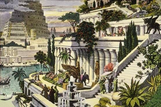 “Hanging Gardens of Babylon” probably 19th century after the first excavations in the Assyrian capital. Public domain, via Wikimedia Common
